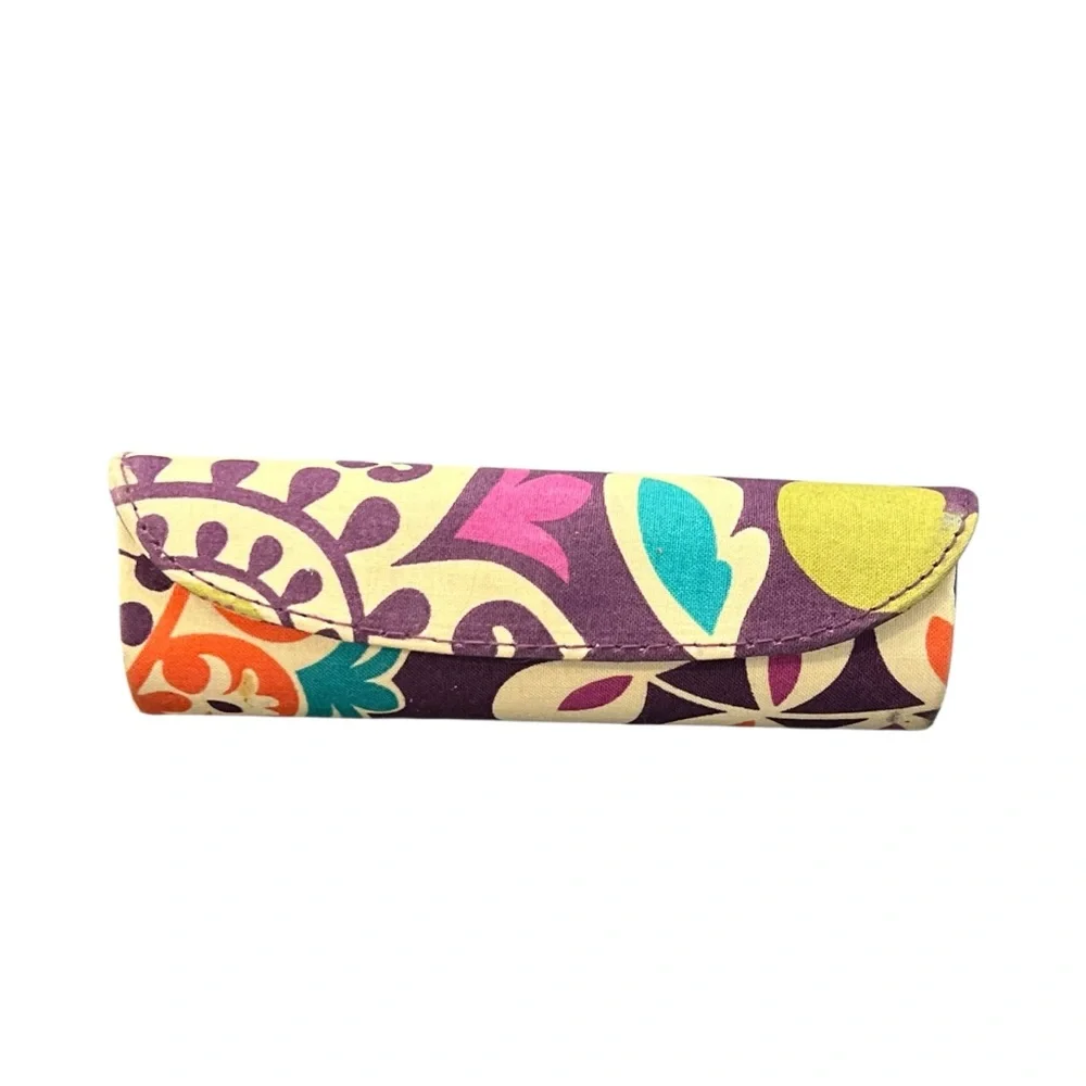 Vera Bradley Plum Crazy Hard Clip Eyeglass Readers‎ Case Purple Floral Hippie